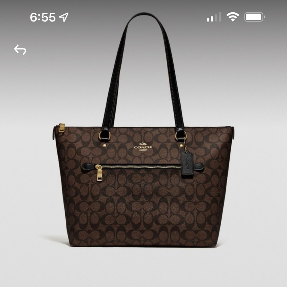 Coach handbag, canvas, black and brown, brand new
